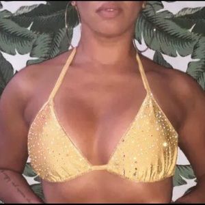 Free w/ purchase - New Yellow Bikini Top with Crystals